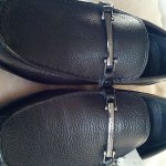 Hugo Boss ~ Neiman Marcus ~ Black with Metal Embossed Buckle Leather Size 7 1/2
