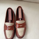Vintage Cole Haan Handsewn Mens Linen and Leather Penny Loafer Size 10 1/2 M