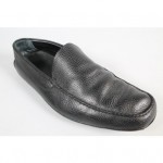 BOSS HUGO BOSS Men’s Black Textured Leather Round Toe Loafers Slip Ons Sz 10