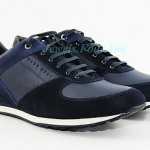 HUGO BOSS BLACK LABEL NIKORIO BLUE SHOES SNEAKERS 100% LEATHER NEW SIZE 10 43