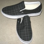 VANS SKATEBOARDING MENS CLASSIC SLIP ON BLACK PLAID SHOES SIZE 11 FREE SHIP NR