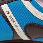 $225 Hugo Boss ORANGE Label Lace-up Sneakers Navy Aqua Mens 8 41 Trainers 7.5