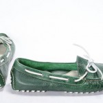 COLE HAAN 9.5 green leather DRIVING MOCCASIN moc toe loafer driver shoe C10666