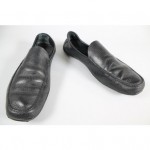 BOSS HUGO BOSS Men’s Black Textured Leather Round Toe Loafers Slip Ons Sz 10