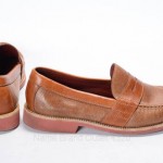 COLE HAAN 9.5 brown leather NIKE AIR penny loafer moc toe slip on shoe C10576