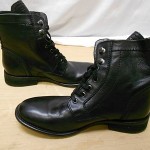 New Diesel Mens Miliboot Black Leather Ankle Side Zip Lace Up Boots Eur 42 US 9