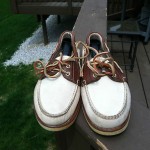Timberland White Leather men’s boat shoes size 10M clean!