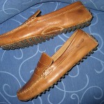 Cole Haan . Nike air .  Men’s  Moccasins . Penny Loafer .  Camel Brown . 11 M