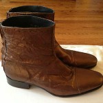 MEN’S USED DIESEL GUENO BRONZE METALLIC LEATHER ANKLE BOOT SHOE, SZ 10 (44 EU)