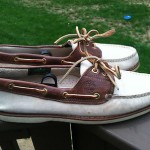 Timberland White Leather men’s boat shoes size 10M clean!