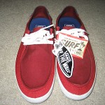 VANS SKATEBOARDING MENS RATA VULC TRI-TONE RED & BLUE SHOES SIZE 9 FREE SHIP NR
