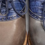 COLE HAAN 8 gray blue leather AIR COLTON SADDLE croc perforated oxford shoe NEW