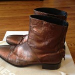 MEN’S USED DIESEL GUENO BRONZE METALLIC LEATHER ANKLE BOOT SHOE, SZ 10 (44 EU)