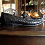 COLE HAAN  Black Woven Leather Slipons/ Penny Loafers  Men’s Shoes