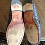 COLE HAAN  Black Woven Leather Slipons/ Penny Loafers  Men’s Shoes