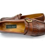 COLE HAAN Men’s BROWN LEATHER BUCKLE KILTIE LOAFER SLIP ON SHOES 9 D