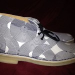 mens clarks originals desert boot white leather vinyl record print size 9m