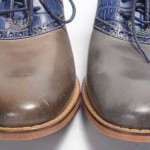 COLE HAAN 8 gray blue leather AIR COLTON SADDLE croc perforated oxford shoe NEW