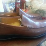 NEW MENS”10M”COLE HAAN NIKE AIR SLIP ON BROWN LEATHER LOAFERS GEL HEELED SHOES