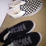 Lot Of 2 Vans Slip on shoes size 13 Black & White & Black & Gray