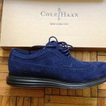Cole Haan Lunargrand Long Wing Wingtip Suede Size 9 Navy Black Fragment Design