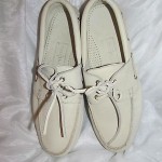 COLE HAAN Mens Off White Boat Deck Shoes Pebbled Buckskin Leather Sz 12 M EPOC