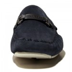 $245 HUGO BOSS Navy Blue Drivers Loafers Shoes 12 45 Mens Casual Moccasins 45.5