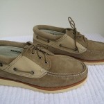 Mens Timberland Abington, 9M, gray, suede, two-tone, boat shoe