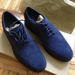 Cole Haan Lunargrand Long Wing Wingtip Suede Size 9 Navy Black Fragment Design