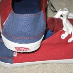 VANS SKATEBOARDING MENS RATA VULC TRI-TONE RED & BLUE SHOES SIZE 9 FREE SHIP NR