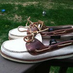 Timberland White Leather men’s boat shoes size 10M clean!