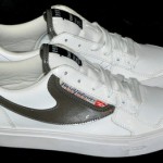 $175 NEW Diesel White Leather Gray Patent Lace Up Sneakers Men’s US 8.5