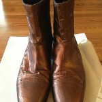 MEN’S USED DIESEL GUENO BRONZE METALLIC LEATHER ANKLE BOOT SHOE, SZ 10 (44 EU)