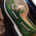 COLE HAAN HAYDEN BOAT SHOES-LEATHER- MENS SIZE 10.5 GREEN LACE C10255-$148