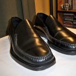 COLE HAAN BLACK LEATHER MEN LOW FLAT WEDGE HEEL SHOES SZ 10.5