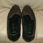 COLE HAAN BLACK / BROWN WOVEN TOP LOAFERS SIZE 8 B