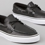 New! VANS ZAPATO DEL BARCO Mens Sz 9 LEATHER BLACK Classic Casual Deck Shoe