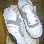 MENS DIESEL “LOOP” WHITE-GREY LEATHER LACE SNEAKERS SIZE 8.5 M  $95