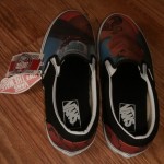 NWT BRAND NEW VANS SLIP ON CUSTOM CULTURE INK’D BLACK WHITE MENS SIZE 8.5 SHOES