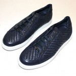 $495 Hugo Boss Premium Leather Sneakers ‘Hermon’ Size 10 US (9 UK) in Dark Blue