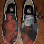 NWT BRAND NEW VANS SLIP ON CUSTOM CULTURE INK’D BLACK WHITE MENS SIZE 9 SHOES !!