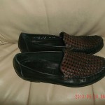COLE HAAN BLACK / BROWN WOVEN TOP LOAFERS SIZE 8 B
