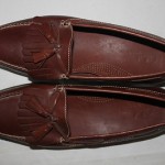MENS COLE HAAN LEATHER SLIP ON LOAFER SHOES BROWN SIZE 14D TASSLE EUC