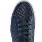 $495 Hugo Boss Premium Leather Sneakers ‘Hermon’ Size 10 US (9 UK) in Dark Blue