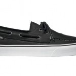 New! VANS ZAPATO DEL BARCO Mens Sz 9 LEATHER BLACK Classic Casual Deck Shoe