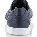 $495 Hugo Boss Premium Leather Sneakers ‘Hermon’ Size 10 US (9 UK) in Dark Blue
