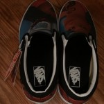 NWT BRAND NEW VANS SLIP ON CUSTOM CULTURE INK’D BLACK WHITE MENS SIZE 9.5 SHOES
