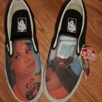 NWT BRAND NEW VANS SLIP ON CUSTOM CULTURE INK’D BLACK WHITE MENS SIZE 10 SHOES !