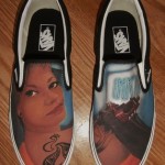 BRAND NEW VANS SLIP ON CUSTOM CULTURE INK’D BLACK WHITE MENS SIZE 9 SHOES COOL !
