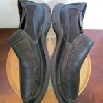 Mens sz 10.5 M black leather Clarks Privo lightweight loafers casual shoes